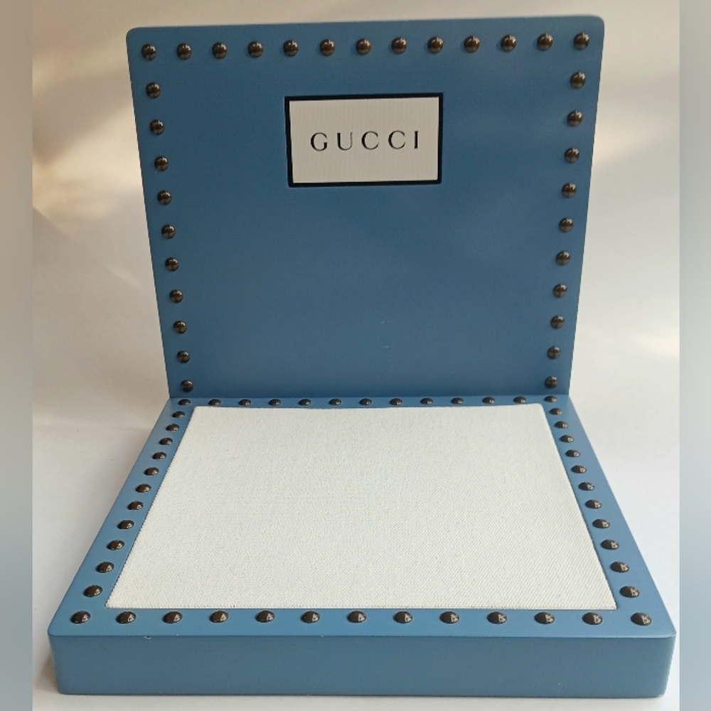 GUCCI Studded Flat Back Countertop Retail Display Blue White 8.5"W x 8"H x 9"L